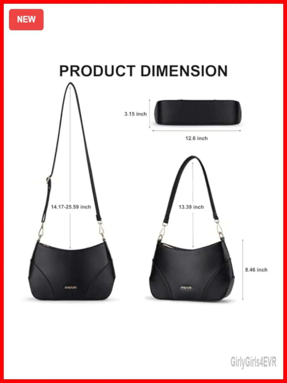PU Leather Crossbody Hobo Bag Small Shoulder Purse Adjustable Strap